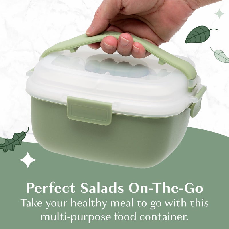 Goodful Stackable Lunch Box Container, Bento Style Food Storage with Removeable Compartments for Sandwich, Snacks, Toppings & Dressing, Leak-Proof and Made without BPA, 56-Ounce, Sage - Image 3
